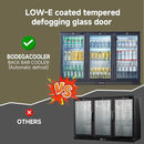BODEGACOOLER Back Bar Cooler With 3 Glass Doors,11.4 Cu.Ft Commercial Back Bar Fridge with LED Lighting,Counter Height Bar Outdoor Beverage Cooler for Beer,Soda Drinks,Wine by CozyNest Decor