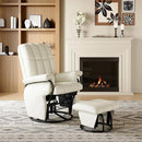 AODAILIHB Swivel Glider Recliner with Ottoman, 360 Rocking Chair with Foot Rest Recliner Chair Indoor Rocking Chair with Side Pockets Nursery Chairs for Living Room, Bedroom, Office (White) by TinyTreasures Baby Boutique