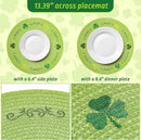 Whaline 4Pcs Round St. Patrick's Day Placemats Embroidered Shamrock Place Mats Green Clover Dinner Table Mats for Home Spring Irish Holiday Birthday Party Decor by CozyNest Decor