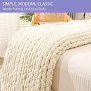 Bigacogo Chunky Knit Throw Blanket for Couch, 40x80 inches, 100% Hand Knitted with Thick Jumbo Chenille Yarn, Cozy Soft Large Rope Knot Cable Crochet Blankets for Sofa Bed Living Room, Beige by CozyNest Decor