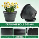 11 inch Plant Pot Set of 3, Plastic Flower Pots with Drainage Hole & Tray, Decorative Round Planters for Indoor Plants, Modern Outdoor Home Flowers Plants Garden Pots (Green) by CozyNest Decor