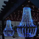 Hanging Solar Chandelier Outdoor, 30 Blue Lights Acrylic Clear Beaded Chandelier with S Hooks Modern Lantern for Garden Yard Patio Gazebo Decorations, 28”H by CozyNest Decor
