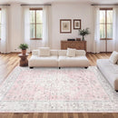 LIVEBOX Pink 9x12 Area Rug for Bedroom Girls, Boho Washable Rugs for Living Room Nursery, Non-Slip Indoor Soft Carpet Low-Pile Farmhouse Carpets for Dining Room Kids Playroom, Pink by TinyTreasures Baby Boutique
