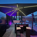PURPLE LEAF 10 Feet Patio Umbrella with Base Outdoor Cantilever Solar Powered LED Square Umbrella Aluminum Offset Umbrella with 360-degree Rotation for Garden Deck Pool Patio Navy by GreenHaven Gardens