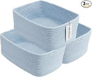 Small Woven Storage Baskets 13“X9”X5“ Decorative Rope Bins for Organizing Shelves, Closets, and Toys, Empty Gift Baskets, Cute Organizer Basket for Home and Office (blue, Large) by CozyNest Decor