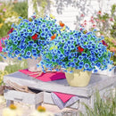 ‌20 Bundles Artificial Flowers for Outdoors‌ with 6 Faux Butterflies, UV Resistant ‌Fake Flowers‌ with Eucalyptus Leaves, ‌Artificial Plants Outdoor‌ for Patio Garden Porch Home Decor (Blue) by CozyNest Decor