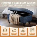 Ottoman Rectangular Storage Ottoman Bench, Flannel Footrest Stool Footstool with Lid for Living Room, Bedroom, Entryway, Blue, 28.5"x19"x17.5" by CozyNest Decor