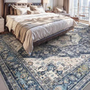 AMOAMI-3X5 Area Rug-Soft Washable Vintage Throw Accent Rugs for Living Room, Entryway, Bedroom, Kitchen, Bathroom, Laundry Room, Kitchen, Bathroom, Bedside, No Slip Blue by CozyNest Decor