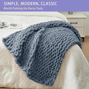 Bigacogo Chunky Knit Throw Blanket for Couch, 40x40 inches, 100% Hand Knitted with Thick Jumbo Chenille Yarn, Cozy Soft Large Rope Knot Cable Crochet Blankets for Sofa Bed Living Room, Cold Sea Blue by CozyNest Decor