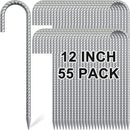 Rebar Stakes 12 Inch, 55 Pack Galvanized Metal Tent Stakes Heavy Duty Ground Stakes, J Hook Steel Fence Stakes for Ground, Outdoor Decoration, Wire Fencing, Gardening by CozyNest Decor