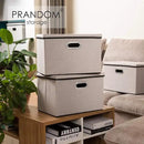 PRANDOM Extra Large Collapsible Storage Bins with Lids [3-Pack] Linen Fabric Foldable Storage Baskets Boxes Organizer Containers Cube with Cover for Bedroom Closet Office Nursery (22.8x15.7x13.8) by CozyNest Decor