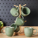 AmorArc 12oz Coffee Mugs, Ceramic Coffee Mugs set of 6 for Man, Woman, Dad, Mom, Modern Coffee Mugs with handle for Latte/Cappuccino/Milk/Cocoa. Dishwasher&Microwave Safe, Jade Green by CozyNest Decor