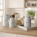 Barnyard Designs Canister Set for Kitchen Counter, Coffee Tea Sugar Container Ceramic Set, Decorative Canisters, Rustic Farmhouse Canister Jars, White (Coffee/Sugar/Tea) by CozyNest Decor