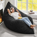 Hobestluk 3 in 1 Bean Bag Chair Giant Bean Bag Chairs for Adults with Chevron Plush Fur Cover Convertible Bean Bag Floor Cushion with Machine Washable Cover for Living Room (Chevron Plush Black) by CozyNest Decor