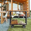 Diwhy Industrial 3 Tier Rolling Utility Storage Cart Wine Beverage, Metal Wine Rack with Wheels Kitchen Bar Dining Room Tea Wine, Storage Cart with Wood by CozyNest Decor