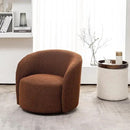 KINWELL 34" Boucle Swivel Barrel Chair with 18" Round Ottoman Set, Fully Assembled Set of Sherpa Accent Chair and Footrest, Modern Comfy Armchair and Footstool for Living Room and Bedroom, Brown by CozyNest Decor