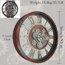36 Inch Moving Gear Wall Clock, Oversized Wall Clocks, Clock Living Room Decor, Solid Wood Frame, Battery Operated, Large Wall Clock with Industrial for Fireplace(Black Walnut) by CozyNest Decor