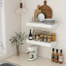 Deep Floating Shelves, 24''W x 12''D Floating Shelves White Set of 2, 12 Inch Deep Large Wood Shelves for Books Living Room Bathroom Laundry Room Bedroom Kitchen Home Office - White by CozyNest Decor