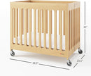Foundations Boutique Folding Hotel Crib and Sheet Bundle - Includes Wooden Mini Crib with 3" Foam Mattress (Natural) and 6-Pack White Fitted Compact Sheets by TinyTreasures Baby Boutique