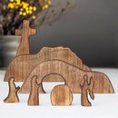 NEROSUN Empty Tomb Easter Scene and Cross Decoration, Wooden Easter Resurrection Scene Cross Jesus Tomb Tray Set, Jesus Nativity Scene Decor for Religious Home Office Tabletop Christian Gifts by CozyNest Decor