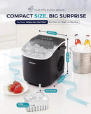 EUHOMY Countertop Ice Maker Machine with Handle, 26lbs in 24Hrs, 9 Ice Cubes Ready in 6 Mins, Auto-Cleaning Portable Ice Maker with Basket and Scoop, for Home/Kitchen/Camping/RV. (Black) by CozyNest Decor