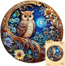masseruon Owl Jigsaw Puzzles for Adults, 300 Piece Puzzles for Adults-Moonlight Owl(L, 13.4x13.4in), Unique Round Jigsaw Puzzles, Beautiful Animal Shaped Puzzles, Christmas Family Game Birthday Gift by TinyTreasures Baby Boutique