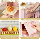 Pink Wooden Play Kitchen with Realistic Features & Accessories, Pretend Cooking Toy for Kids 3+, Ideal Gift for Toddler Boy and Girls by TinyTreasures Baby Boutique