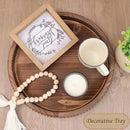 Round Burnt Wood Serving Tray with Beads, Wooden Decorative Tray for Entertaining, Decoration, and Gifting, by CozyNest Decor