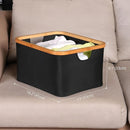 efluky Storage Baskets for Organizing, Fabric Storage Bins with Bamboo Handles, Collapsible Storage Baskets for Shelves and Closet (Black, 16.2'' x 13'' x 9.1'') by TinyTreasures Baby Boutique