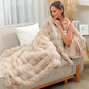 RYNGHIPY Faux Fur Blanket for Couch Fluffy Warm Throw Blanket for Sofa Bed Thick Furry Bubble Blanket (Camel, 51''x63'') by CozyNest Decor