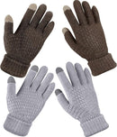 Geyoga 2 Pairs Women's Winter Touch Screen Gloves Soft Warm Fleece Lined Knit Elastic Cuff Winter Texting Gloves by TinyTreasures Baby Boutique