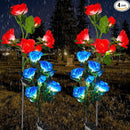 Woanger 4 Pcs Solar Flowers Cemetery Grave Decorations Outdoor LED Flower Lights with 6 Rose Powered Garden Stake Lights Waterproof for Independence Day Grave Decorations (Red, Blue) by GreenHaven Gardens