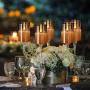 6Pack Glass Flickering Flameless Candles with Remote, 2"X3" Real Wax Votive Candles Battery Operated, Small Electric LED Candles for Wedding Home Decor, w/4 Timers+2 Lighting Modes [Gold] by GreenHaven Gardens