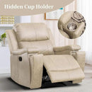 EBELLO Recliner Chair, Single Overstuffed Sofa Recliner, Breathable Faux Leather Manual Reclining Chairs with Hidden Cup Holder, Arm and Back for Adults, Living Room, Bedroom, Beige by CozyNest Decor