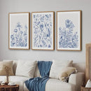SIGNINART Classic Chinoiserie Framed Canvas Wall Art Set, Blue and White Floral Art Painting, Minimalist Botanical Flower Artwork, Navy Blue Wall Decor for Bedroom, Living Room, Office 16"x24"x3 by CozyNest Decor