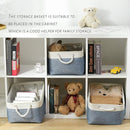 TcaFmac Storage Bins for Organization - Large 3 Pack Canvas Storage Basket for Shelves with Handles, Collapsible Baskets for Organizing for Closet Dog Laundry (White & Blue16x12x8 inch) by TinyTreasures Baby Boutique