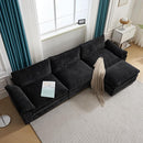 Karl home Sectional Sofa Modular Deep Seat Sofa Couch with Ottoman, Chenille Sofa Sleeper Comfy Upholstered Furniture for Living Room, Apartment, Studio, Office, (3-Seat & 1-Ottoman, Black) by CozyNest Decor