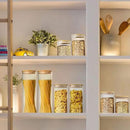 Urban Green Glass Jars with Bamboo Lids, Glass Airtight Canisters sets, Food Storage Container, Pantry Organization and Storage Jars, Kitchen Canisters Sets, Flour Containers of 6 by CozyNest Decor