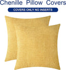 CaliTime Throw Pillow Covers Decorative 20 X 20 Inches Pack of 2 Cozy Chenille Cushion Cases for Couch Sofa Bed Living Room Home Gold by CozyNest Decor