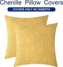 CaliTime Throw Pillow Covers Decorative 16 X 16 Inches Pack of 2 Cozy Soft Chenille Cushion Cases for Couch Sofa Bed Living Room Home Gold by CozyNest Decor