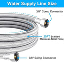 Dishwasher Installation Kit - 20 FT Premium Stainless Steel Braided Dishwasher Hose kit,Food Grade PEX Inner Tube Dishwasher Water Supply Line with 3/8"x3/8"MIP Elbow,3/8"x 3/4" FHT Elbow by CozyNest Decor