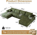 108" Sectional Couches for Living Room Modern Modular Sofa with L-Shape Couchs Upholstered Boneless Couch Deep Seat Sectional Couch with Chaise (Green, Left Facing Chaise+3Seaters+Ottoman) by CozyNest Decor