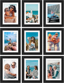 Vittanly 5x7 Picture Frames Set of 9, Shatter Resistant Plexiglass, Display 4x6 Pictures with Mat or 5x7 without Mat, Photo Frames for Wall or Tabletop, Engineered Wood, Black by CozyNest Decor