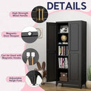 75" Storage Cabinet, Metal Pantry Cabinet, Kitchen Pantry Storage Cabinets with Doors and 4 Shelves, Cabinets for Laundry Room, Living Room, Dinning Room, Assembly Required, Black by CozyNest Decor