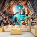 BSFHH Nature Tapestry Forest Tree Sea Cave Wall Hanging, Stream Through Rainforest Landscape Wall Art Tapestry for Bedroom Living room (Cave Sea View, 90"×70", Unframed) by CozyNest Decor