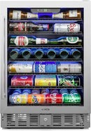 KoolMore 23.4” Inches Small Built-In Glass Door Refrigerator and Beverage Cooler for Soda Cans, 6 Wire Shelves, Adjustable Temperature Range [5.1 Cu. Ft.], 24" Inch (KM-BIR5C-GD) by CozyNest Decor