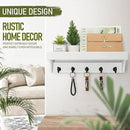 Rebee Vision Key and Mail Holder for Wall with Floating Shelf : Decorative Hanging Organizer with 5 Sturdy Keys Hooks and Wall Mount Key Rack - Farmhouse Entryway Décor (Modern White) by CozyNest Decor