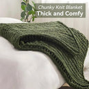 Chunky Knit Throw Blanket, 50''*60'' Knitted Throw Chenille Yarn for Bed Couch, Handmade Green Crochet Big Thick Blanket, Machine Washable Cute Comfy Blanket for Home Decor by CozyNest Decor