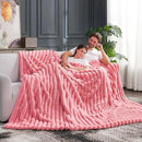 Cozy Bliss Faux Fur Throw Blanket for Couch, Cozy Warm Plush Striped Blanket for Sofa Bedroom Living Room,50 * 60 Inches Hot Pink by CozyNest Decor