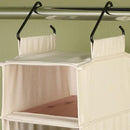 Household Essentials Hanging Shoe Organizer, 10 Wide Cubbies with Cedarline Pockets, Heavy-Duty Cotton Canvas, Removable and Industrial Hooks, Natural by CozyNest Decor